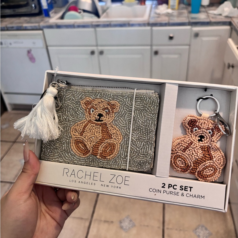Rachel Zoe Beaded Teddy Coin Purse & Charm Set